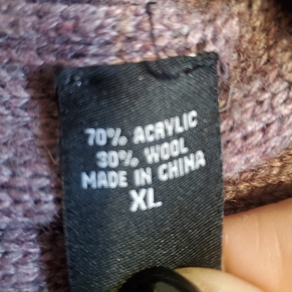 Moda International Dusty Purple Cardigan. Heathered. Waterfall Wool Blend Xl - Picture 7 of 8